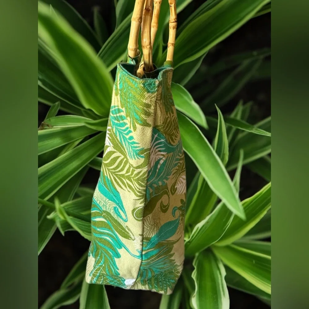 Nordstrom Fabric Reversible Tote with Bamboo Handles